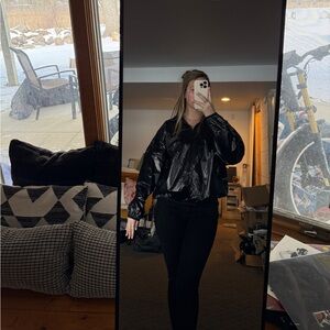 JoyLab Shiny Black Bomber Jacket